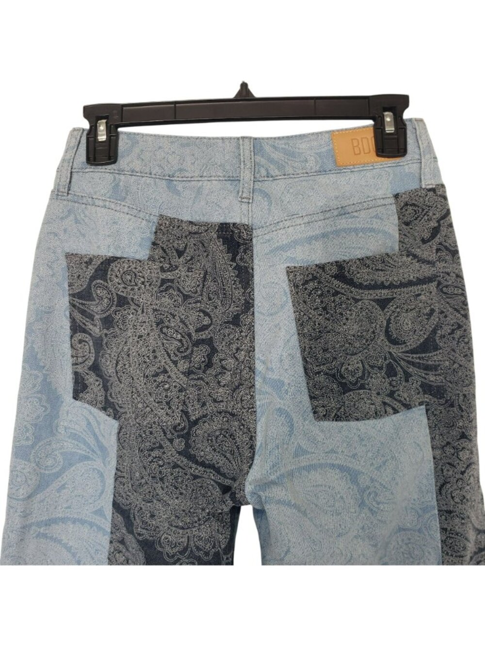 Urban Outfitters BDG Blue Paisley Patchwork Bandana Print Mom Jeans Retro Vtg - Picture 10 of 11